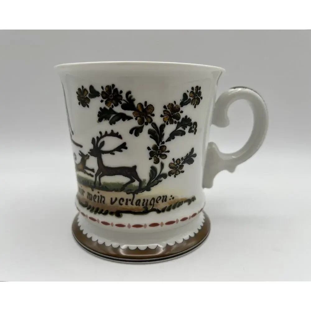 Vintage Kurt Hammer Folk Art XL 14oz Shaving Mug with Hunting Scene West Germany